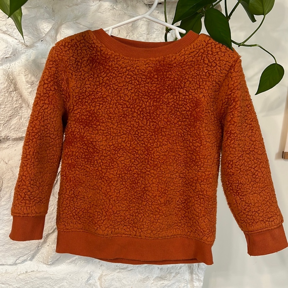 Cat and Jack Sherpa Crewneck Sweatshirt Orange 3T